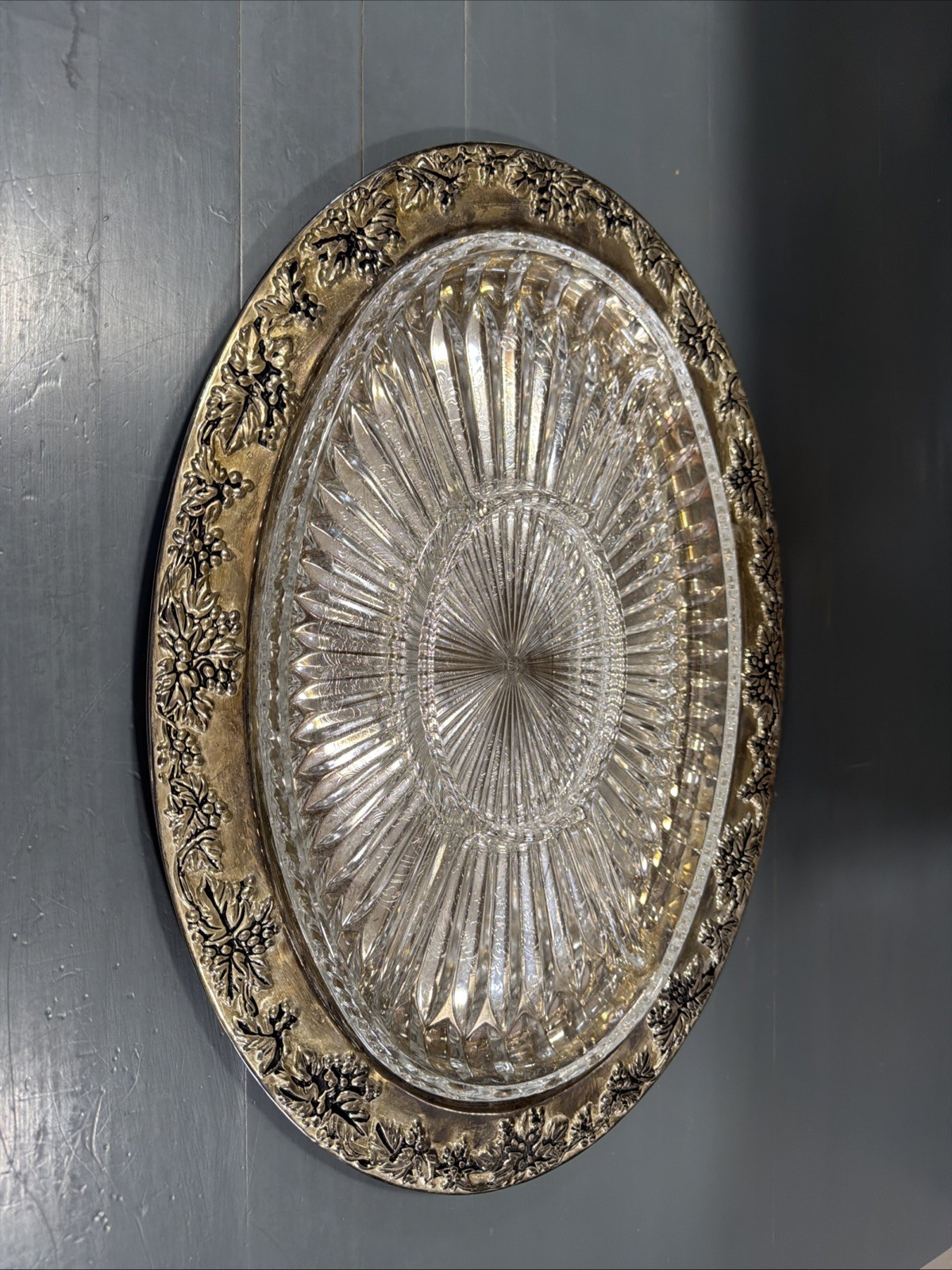 Vintage Godinger Paul Revere Silver Plated Grape Divided Tray 16”