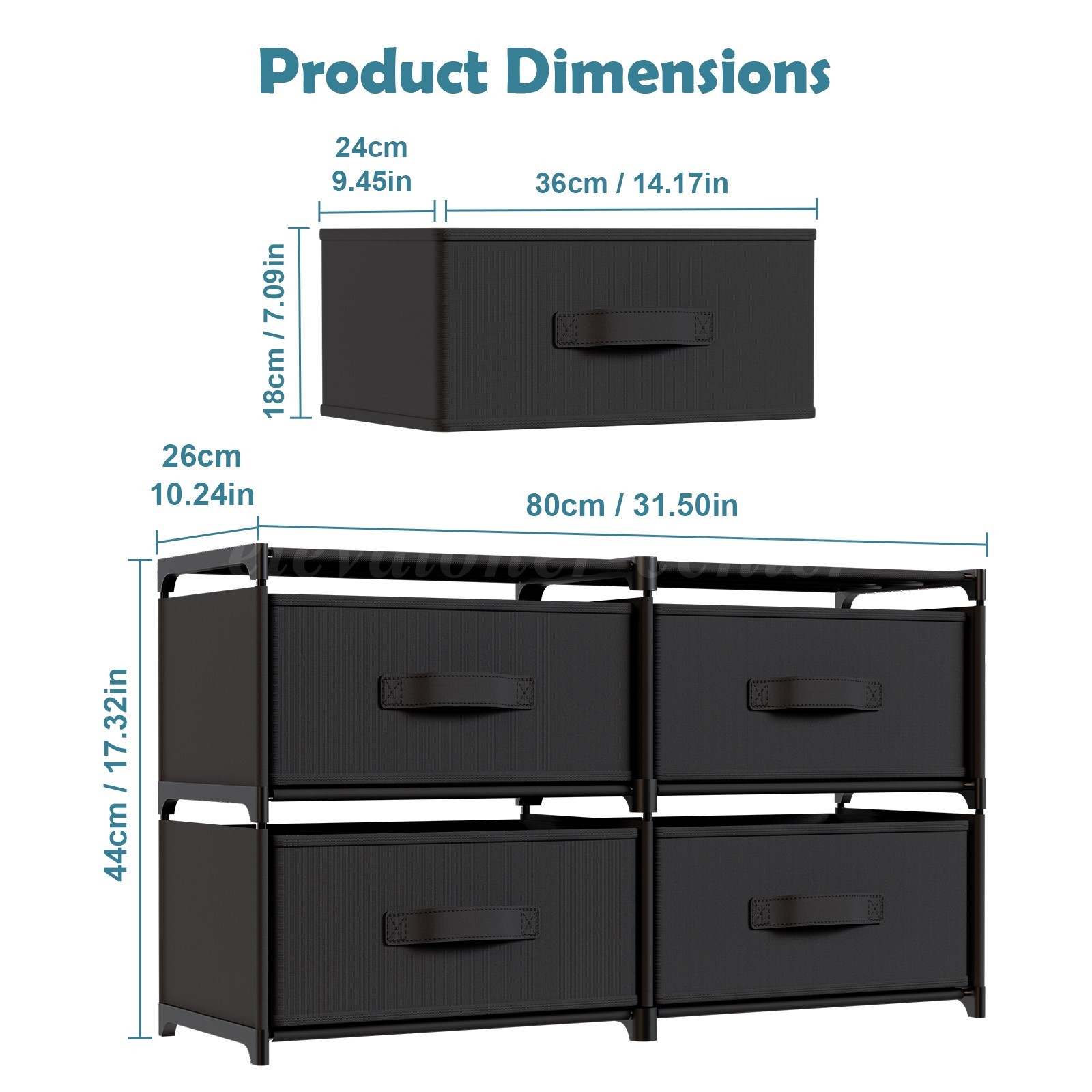 Non-Woven Fabric Multi-Functional Storage Cabinet, Double Row 4-Drawer
