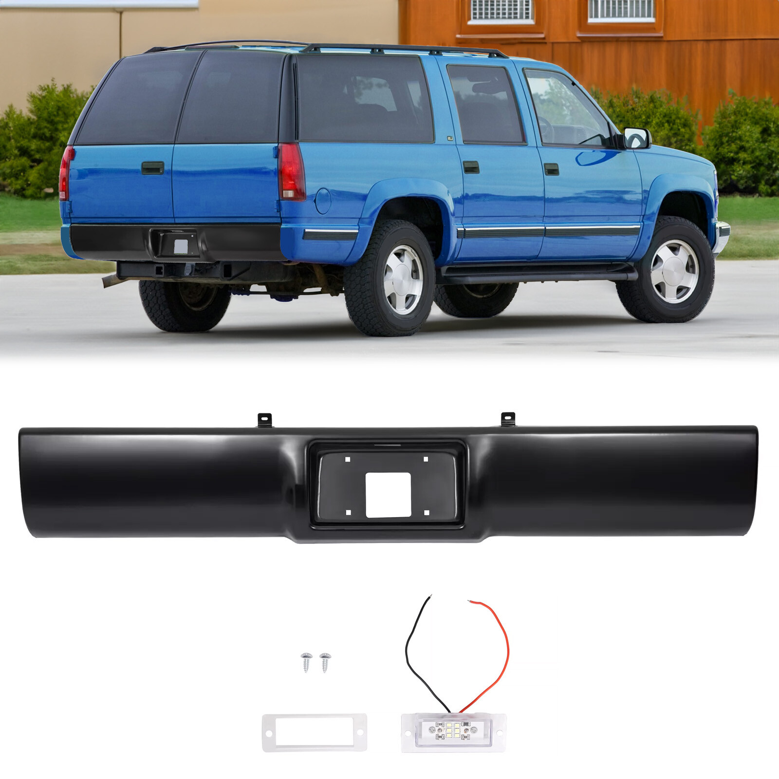 Black Rear Bumper Roll Pan For 1992-1999 Chevy Suburban Chevrolet Tahoe Yukon