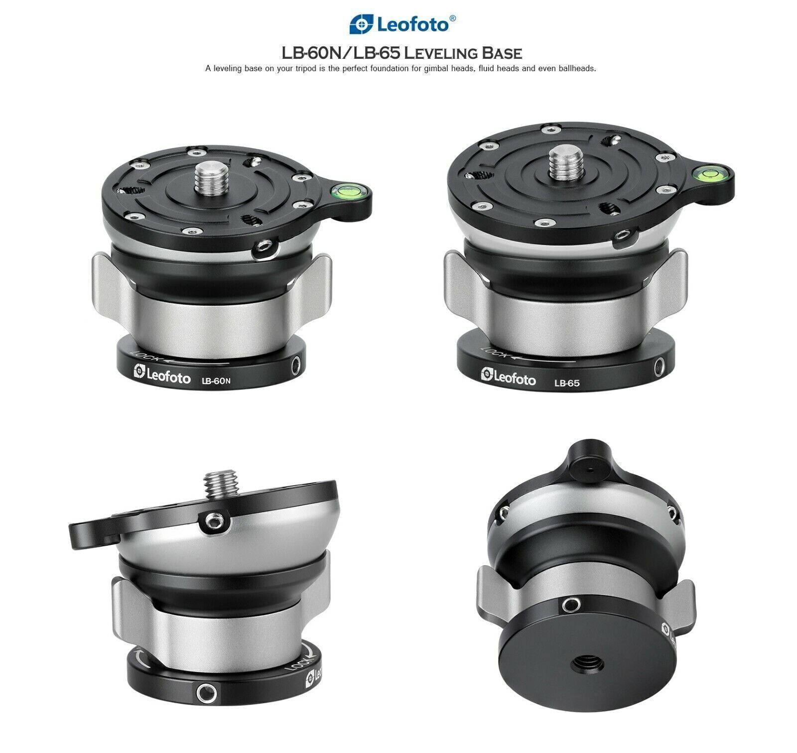 Leofoto LB-65 65mm Leveling Base with Butterfly Handle