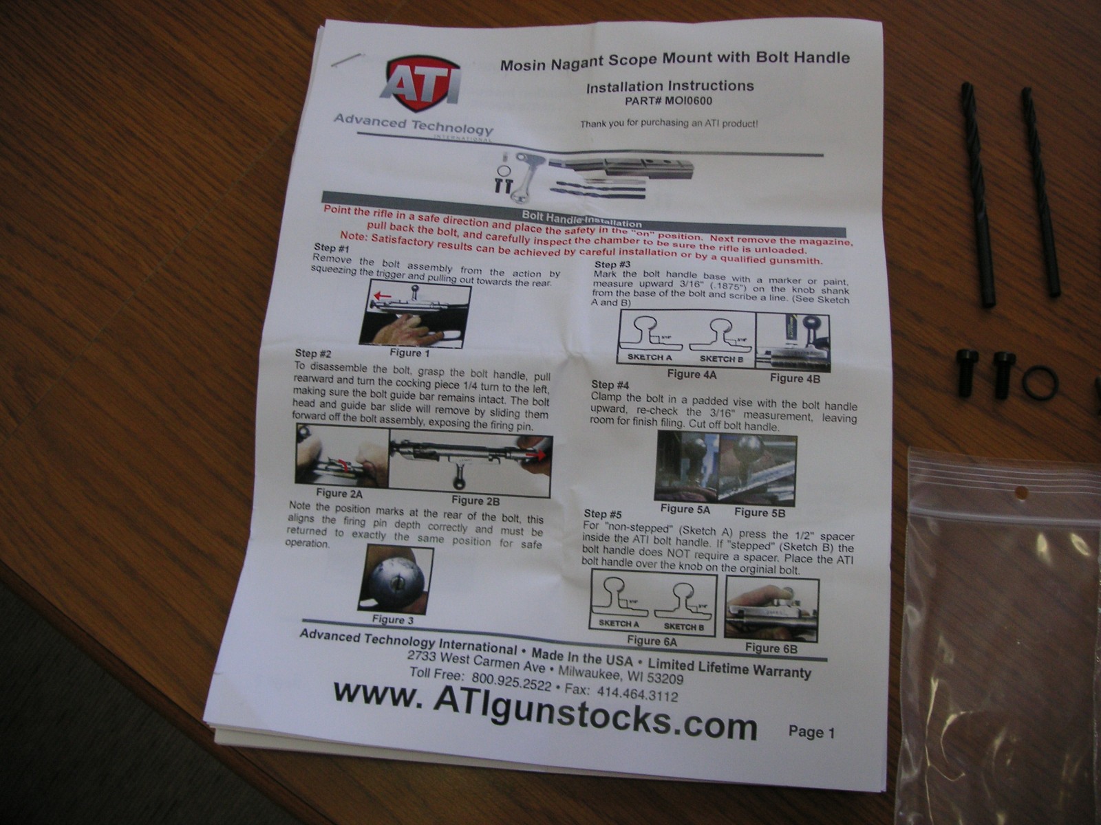 Assembly hardware with Bolt Handle for Double Rail Scope Mount for Mosin Nagant