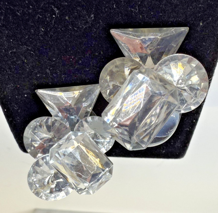 Vintage Multi Shape Rhinestone Layered Earrings