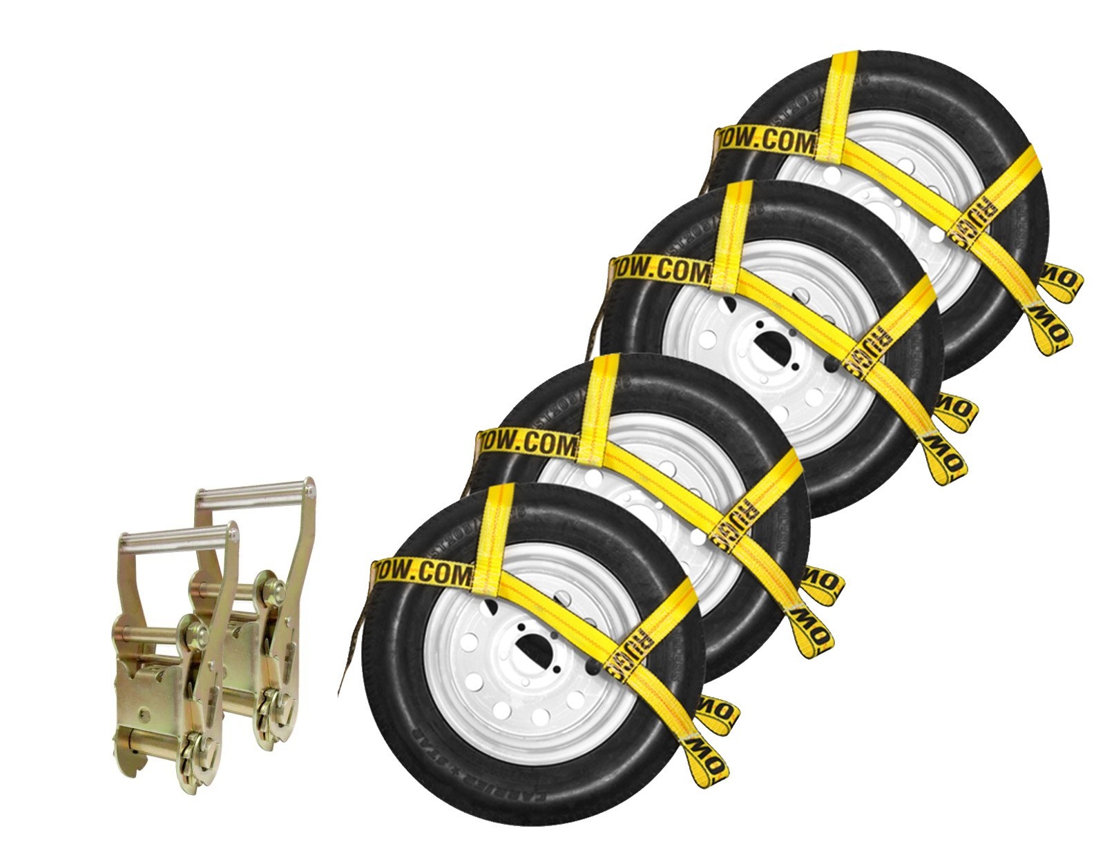 2 Pack 2" Wheel Lift Straps w/ Ratchets Demco Loops 3,335 lb WLL Tow Dolly