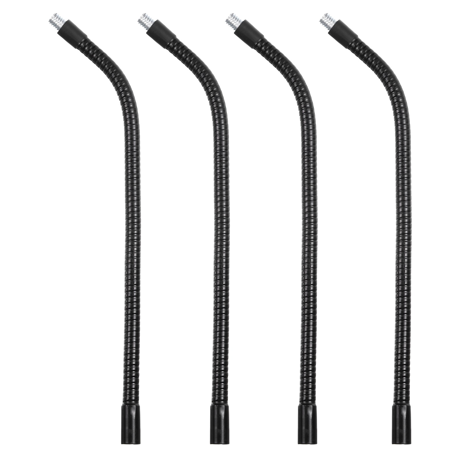 11.8" Gooseneck, 4Pcs 3/8"-16 Female to Male Thread Flexible Tube, Black