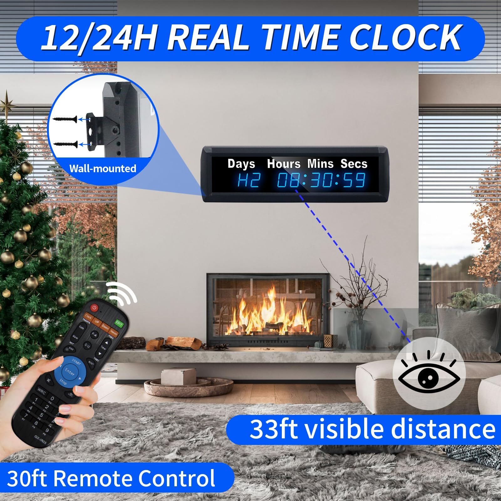 YZ Digital 999 Days Countdown Timer, Up/Count Clock with Remote, 12/24 Hour Real