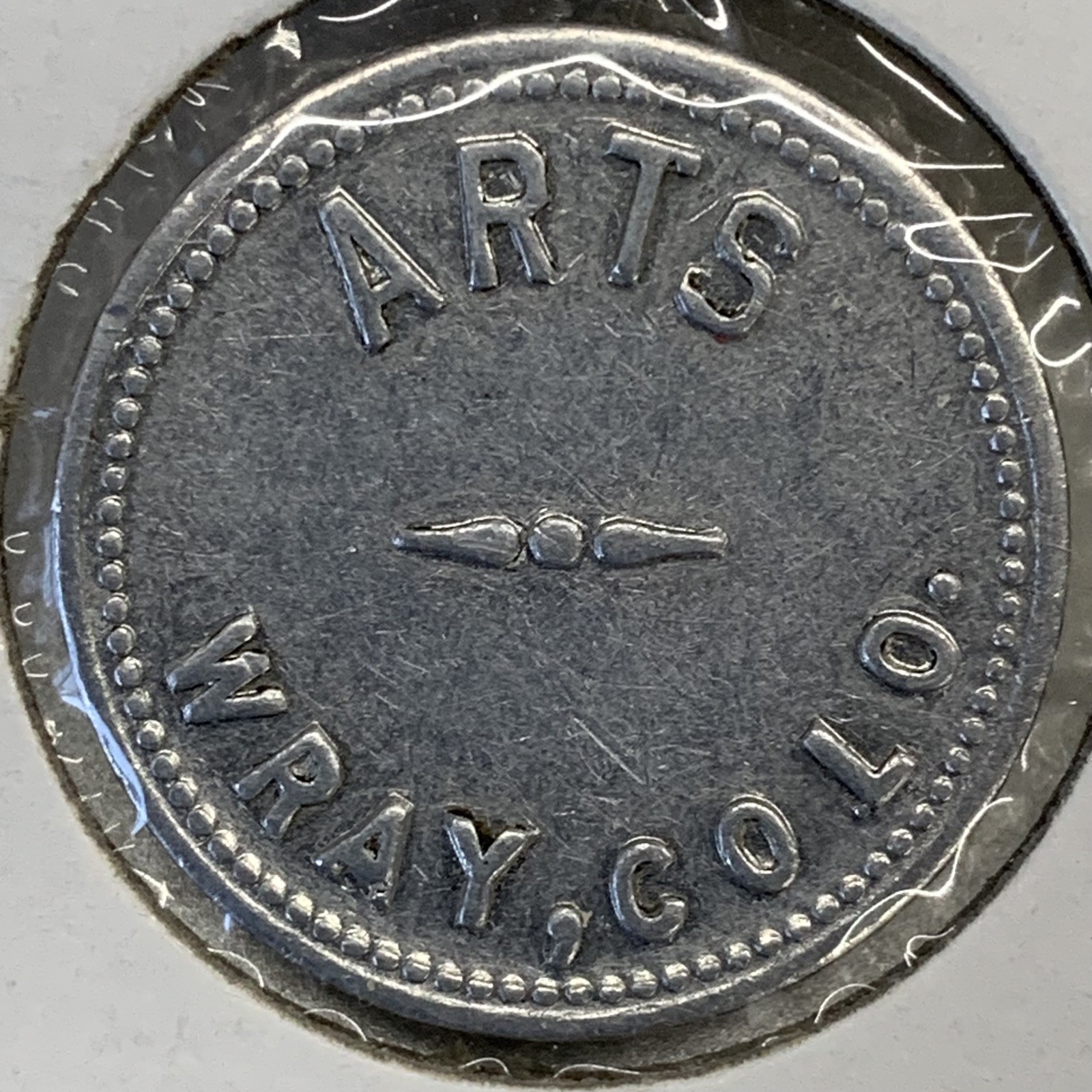 Colorado, Wray Arts Aluminum Round Good For 5¢ Token 712029