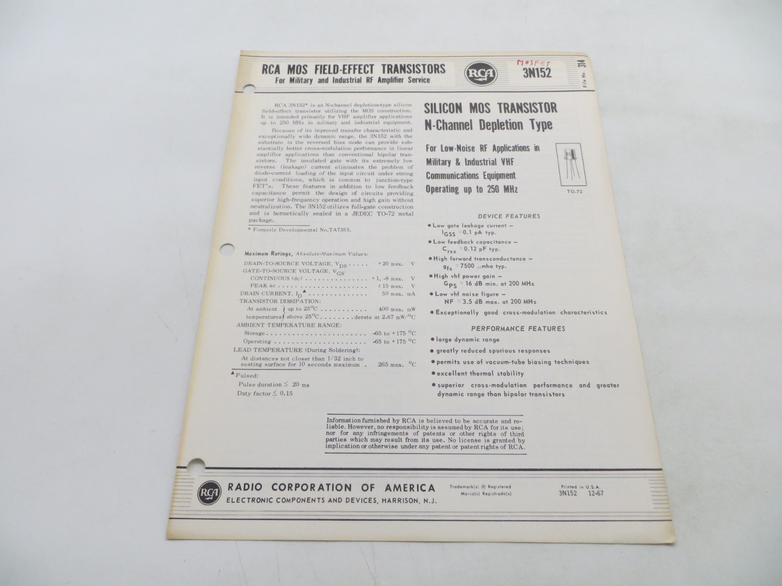 RCA Lot of 7 Vintage Tech Application Sheets vtg data reference papers