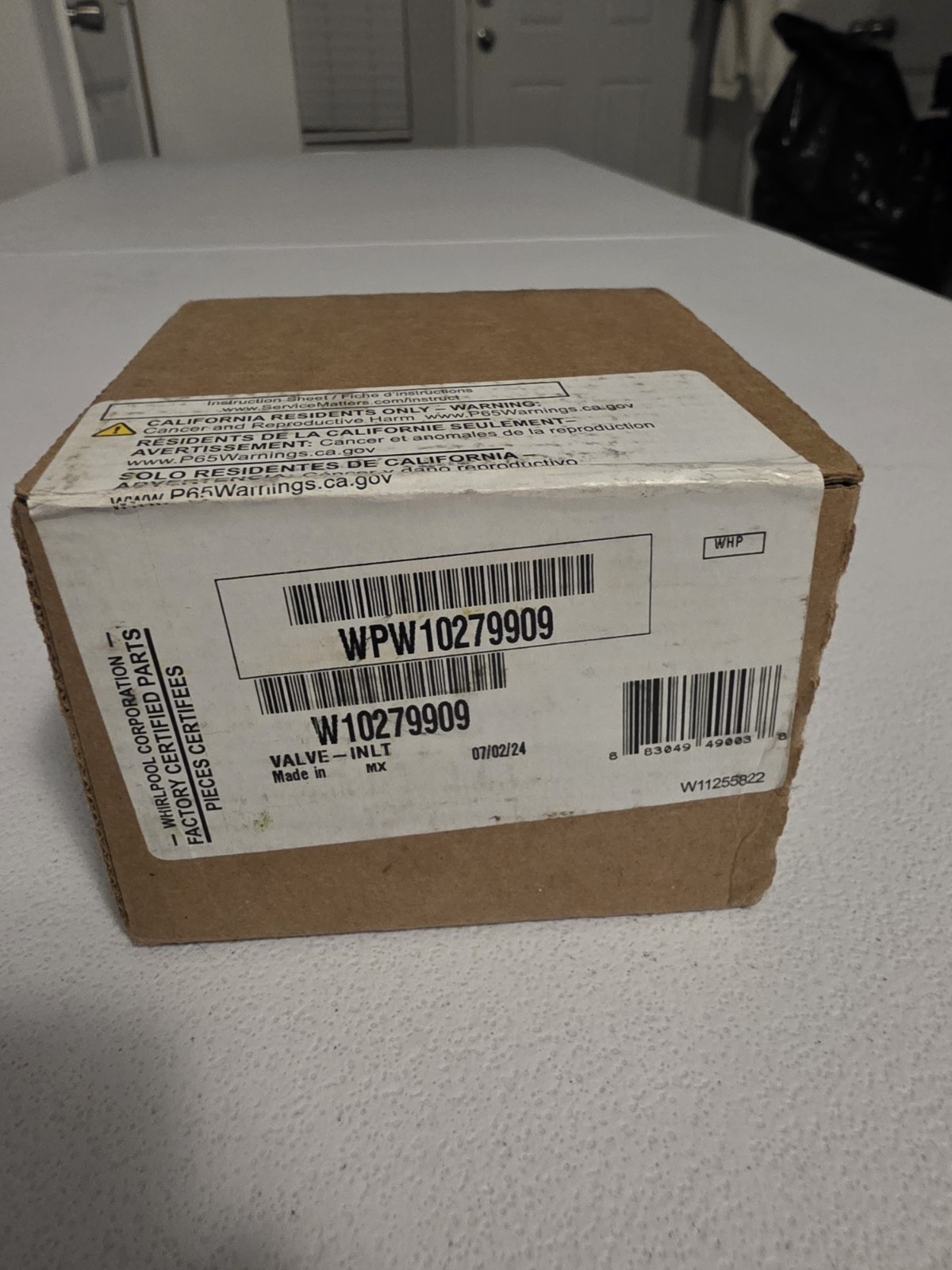 Genuine OEM Whirlpool Refrigerator Water Inlet Valve WPW10279909