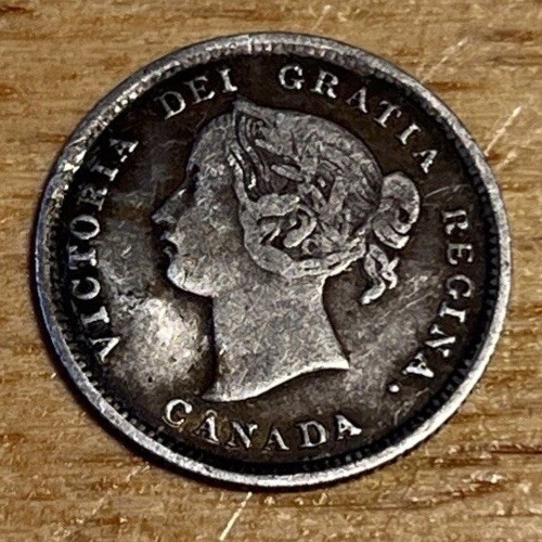 Antique Key Date 1898 Canada 5 Cent Sterling Silver Coin 92.5% Queen Victoria