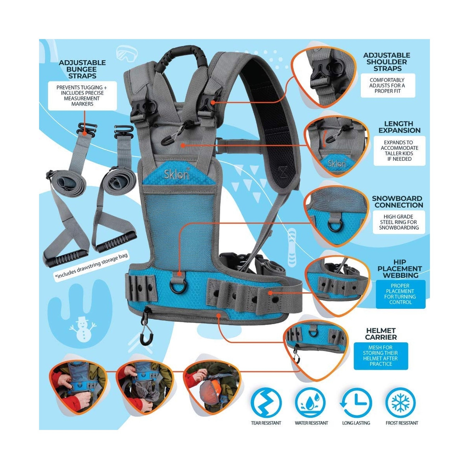 Ski & Snowboard Training Harness + Ski & Pole Carrier Bundle - Teach Your Chi...