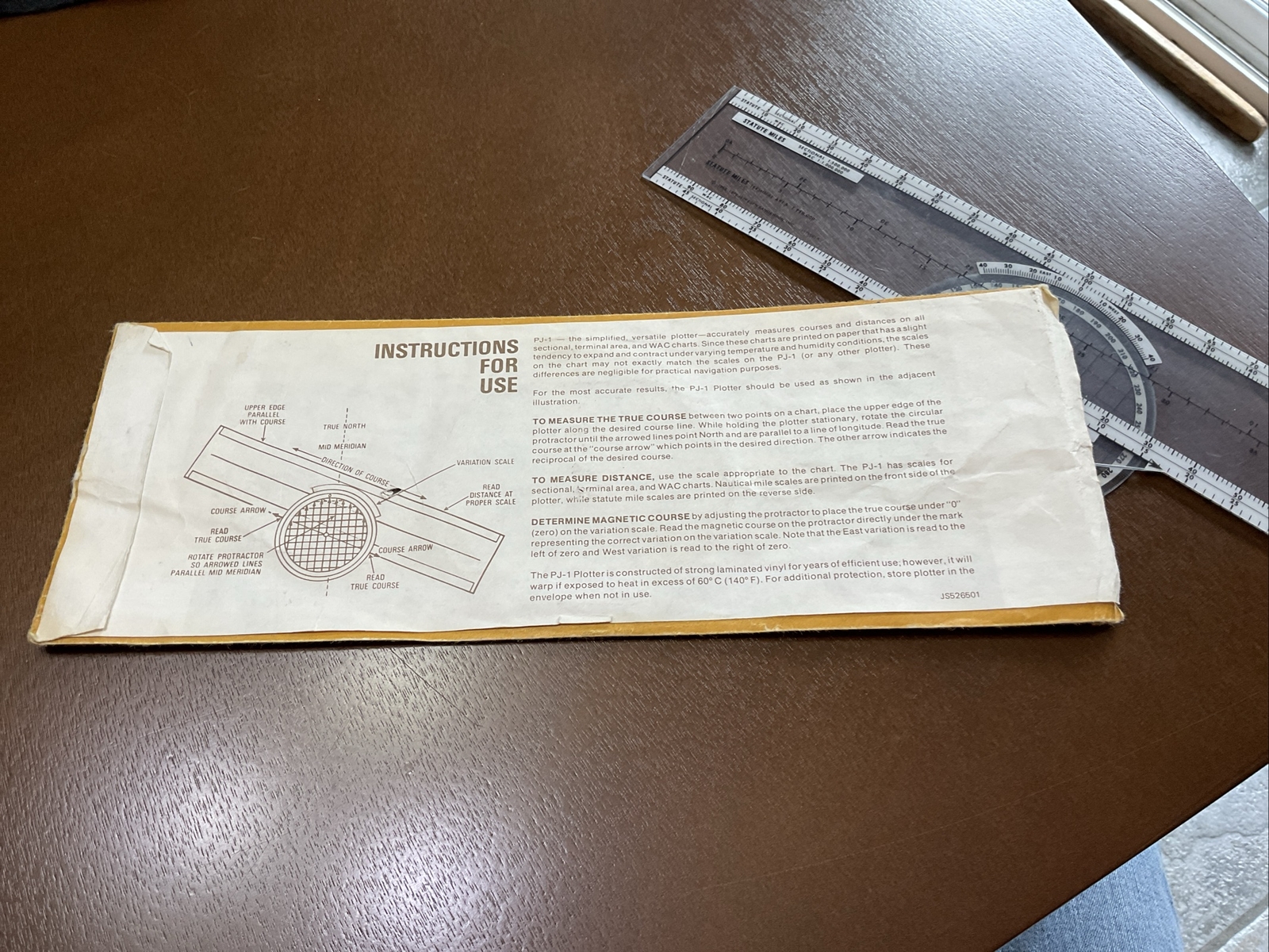 Vintage 1976 Jeppesen PJ-1 Rotating Azimuth Plotter With Original Sleeve