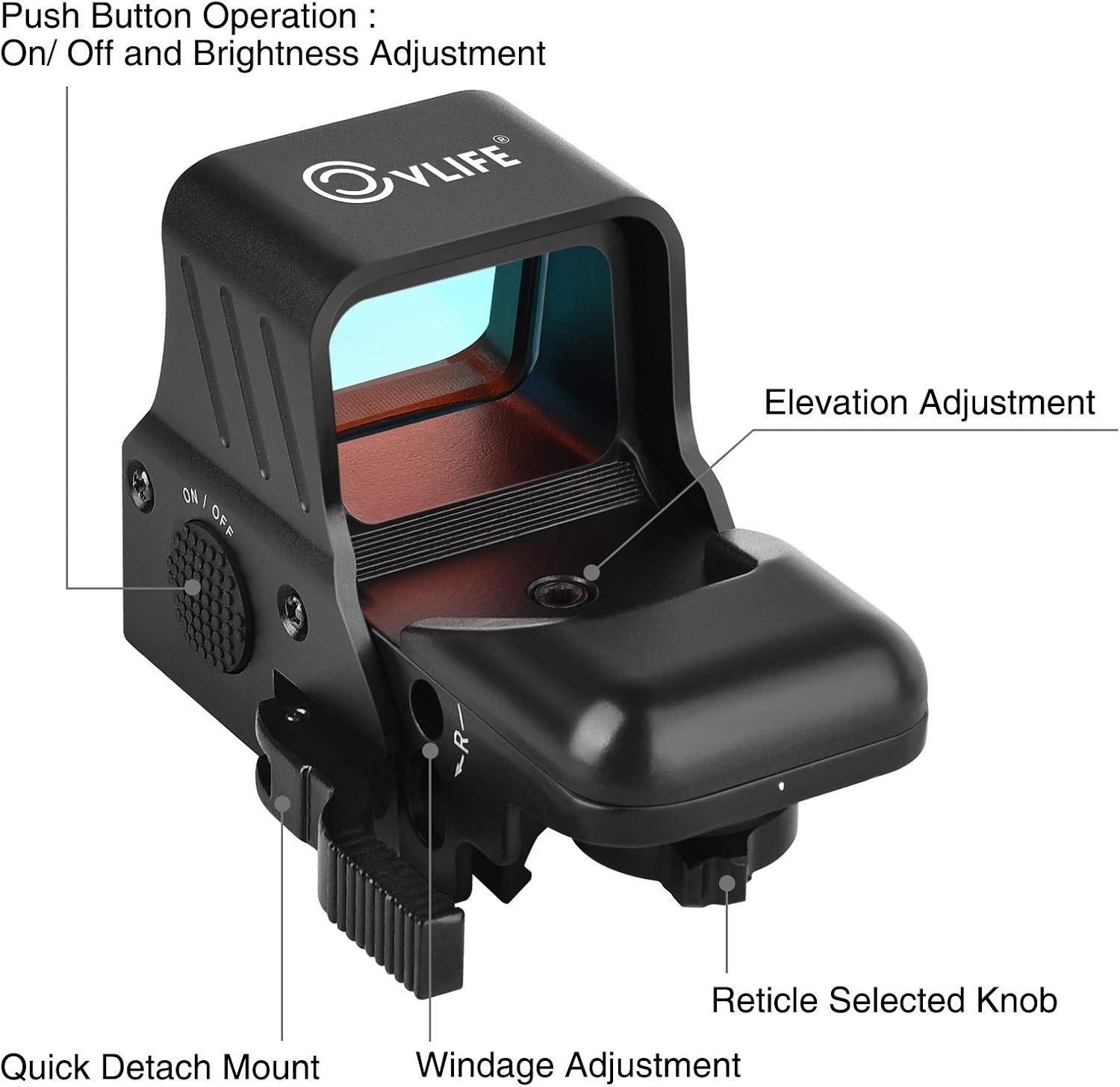 33mm Wide Objective Red Dot Optics with Shockproof Design - Tactical Advantage