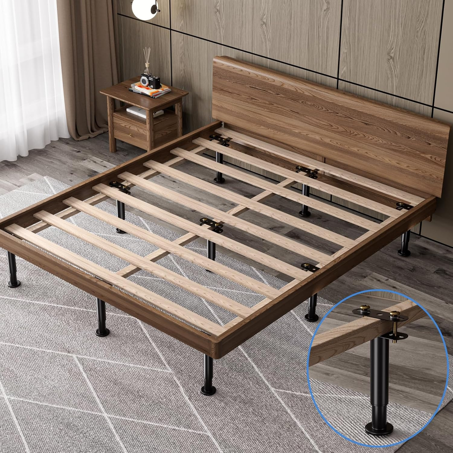 Set of 4 Adjustable Bed Legs Replacement, Adjustable Metal Bed Frame Support Leg