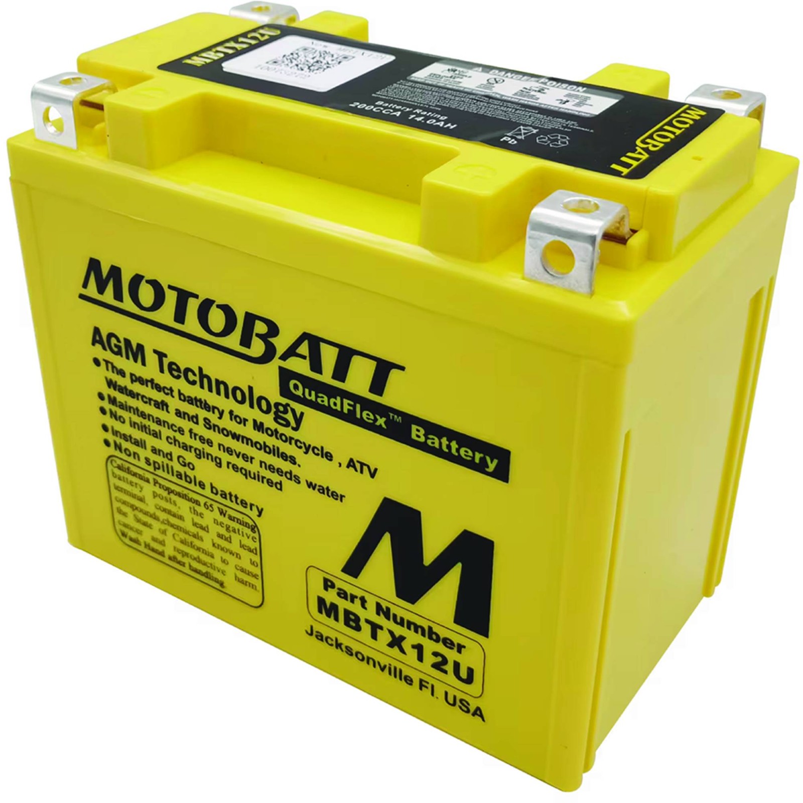 Motobatt Battery for Honda TRX300FW Fourtrax 4x4 300cc 88-00 MBTX12U