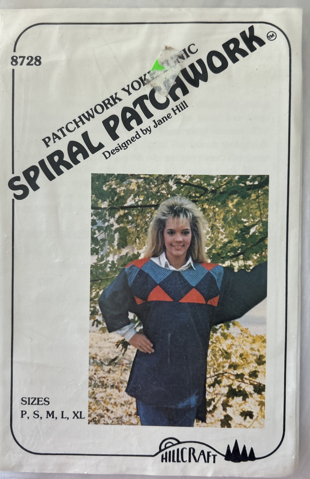 1987 Hillcraft 8728 Spiral Patchwork Patchwork York Tunic sewing pattern uncut