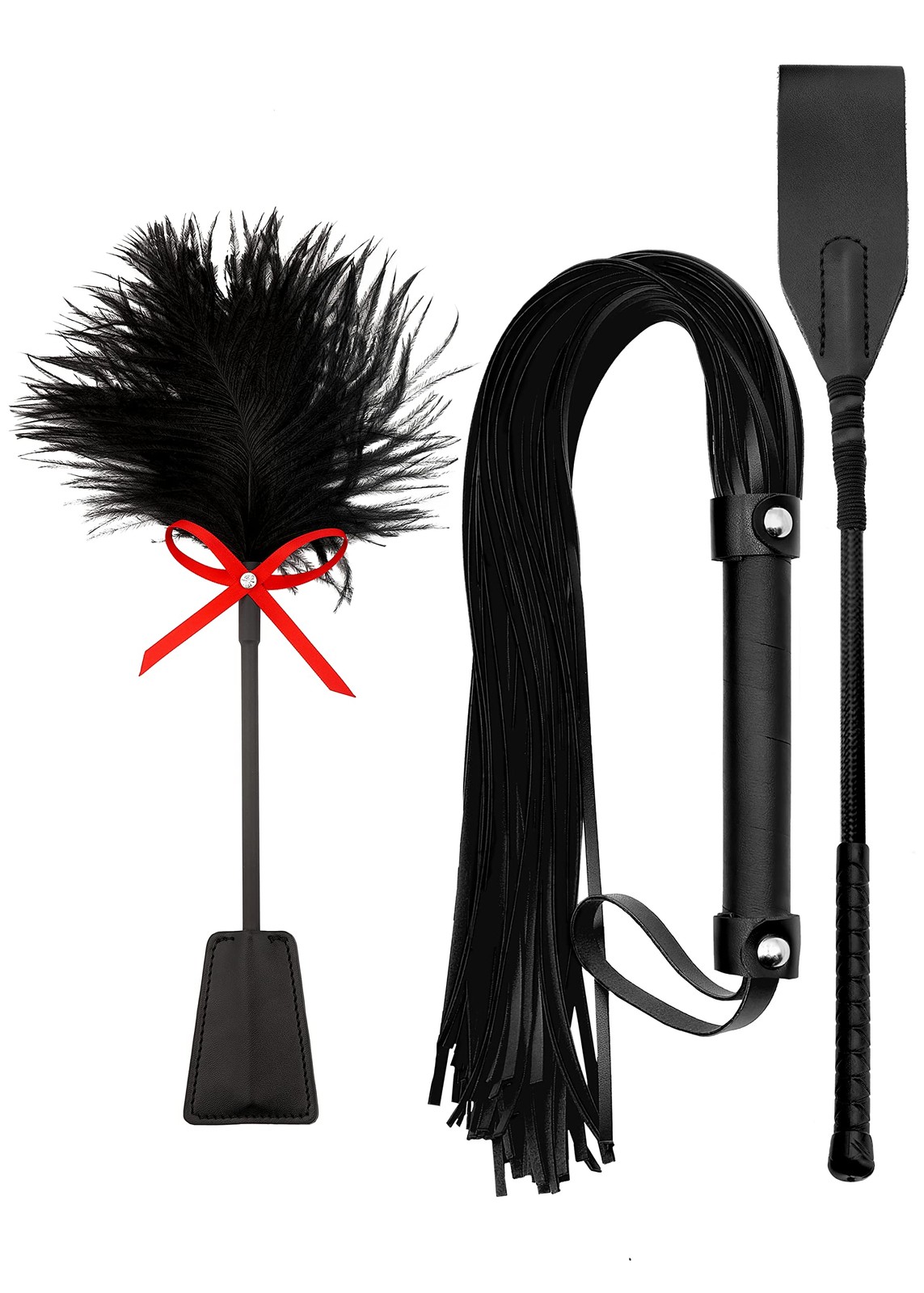 Flogger Feather Tickler Crop Set Bedroom Play Whip Dominance Couples Teaser