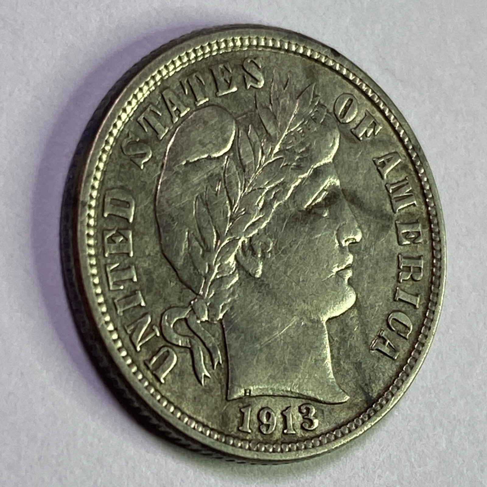 1913 10C Barber Dime Beautiful Silver Coin