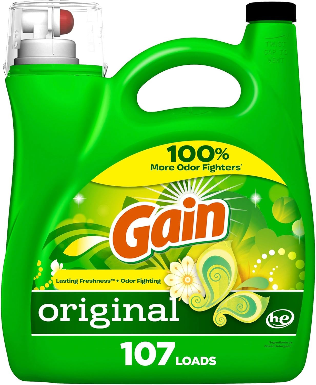 Gain Liquid Laundry Detergent, Original Scent, 154 Fl Oz, 107 Loads, Freshness +