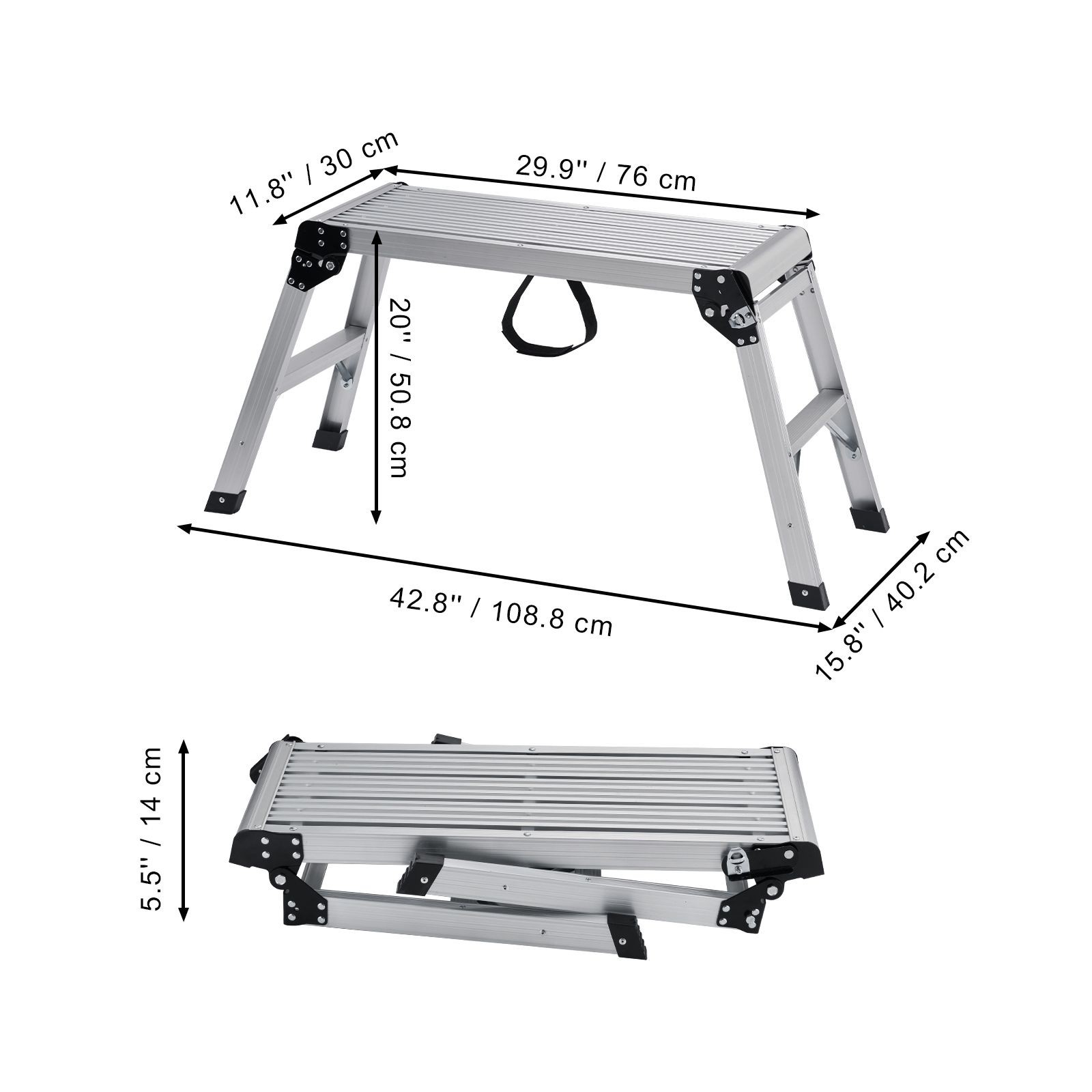 Folding Work Platform, 330 lbs Load Capacity, Aluminum Drywall Stool Ladder