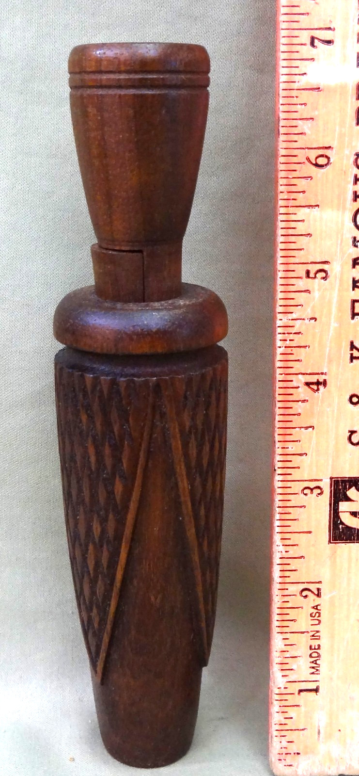 Don Faigley, Lancaster, OH, 6 3/4" 3 Checkered Panel Duck Call
