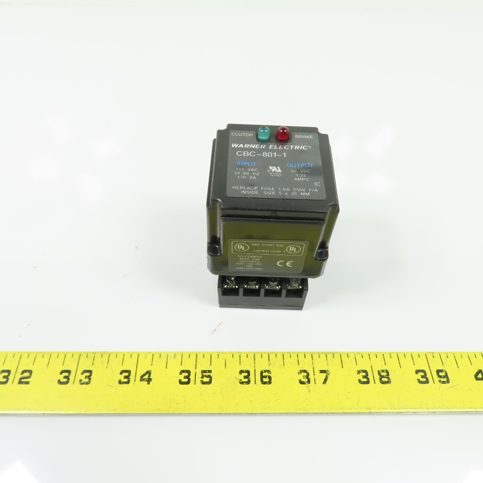 Warner Electric CBC-801-1 Clutch/Brake Control 115VAC Input 90VDC Output 1.25A