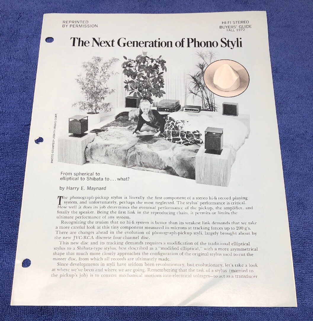 ORIGINAL HI-FI STEREO BUYERS' GUIDE FALL 1972 PHONO STYLI BROCHURE AD M599x