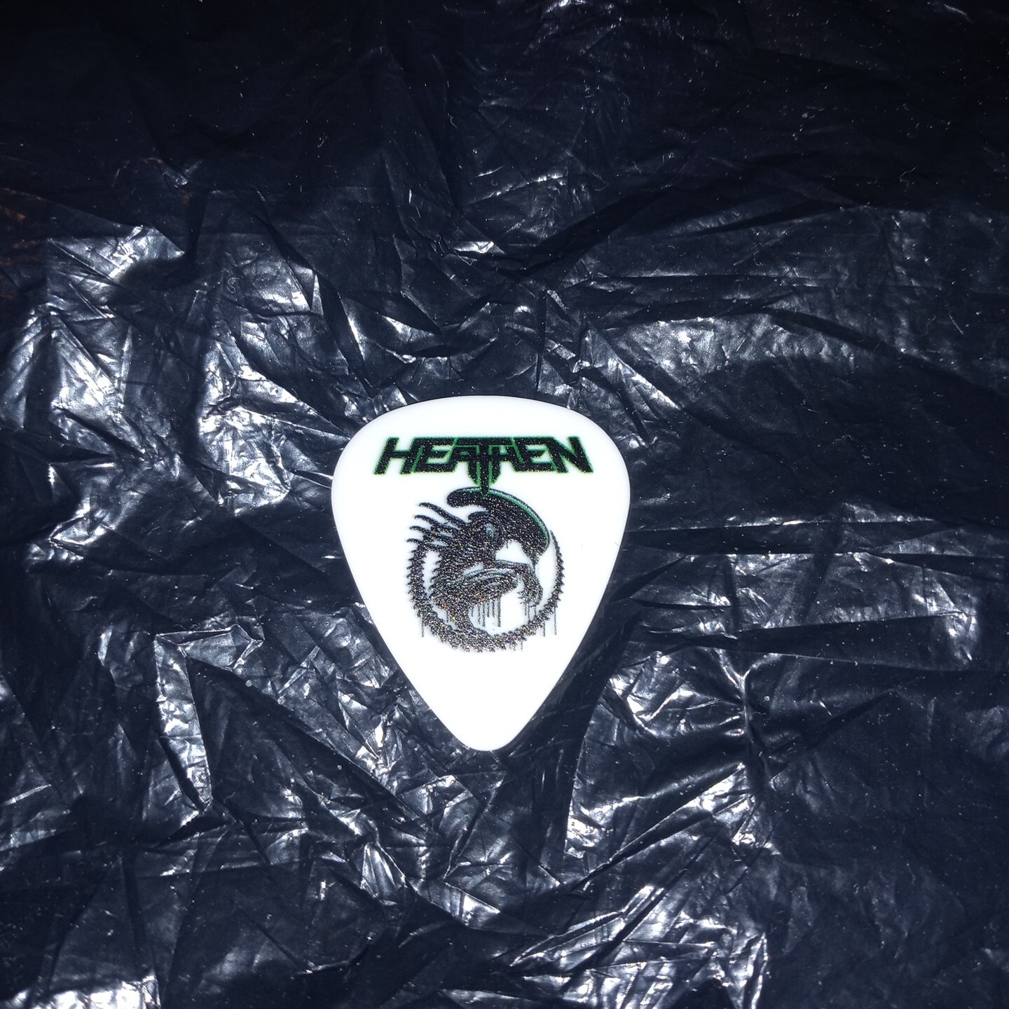 HEATHEN Logo & Signature Milwaukee Metal Fest 2024 White Stage Used GUITAR PICK
