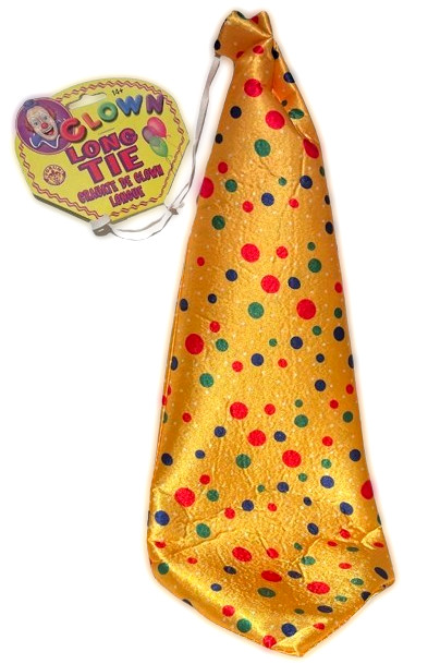 21" JUMBO YELLOW CLOWN LONG NECK TIE Circus Polka Dots Funny Joke Costume Big