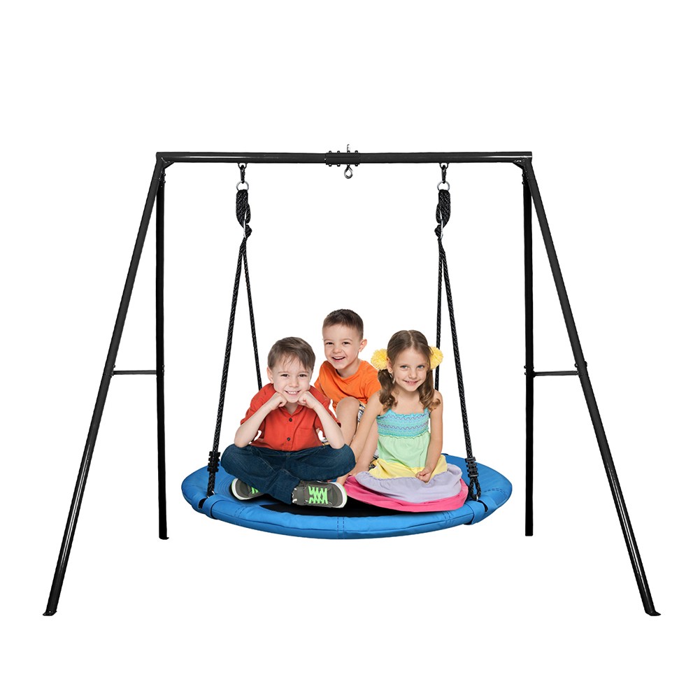 440lb Metal Frame Swing Set Kids Adult Heavy Duty Playset Frame 40" Saucer Swing