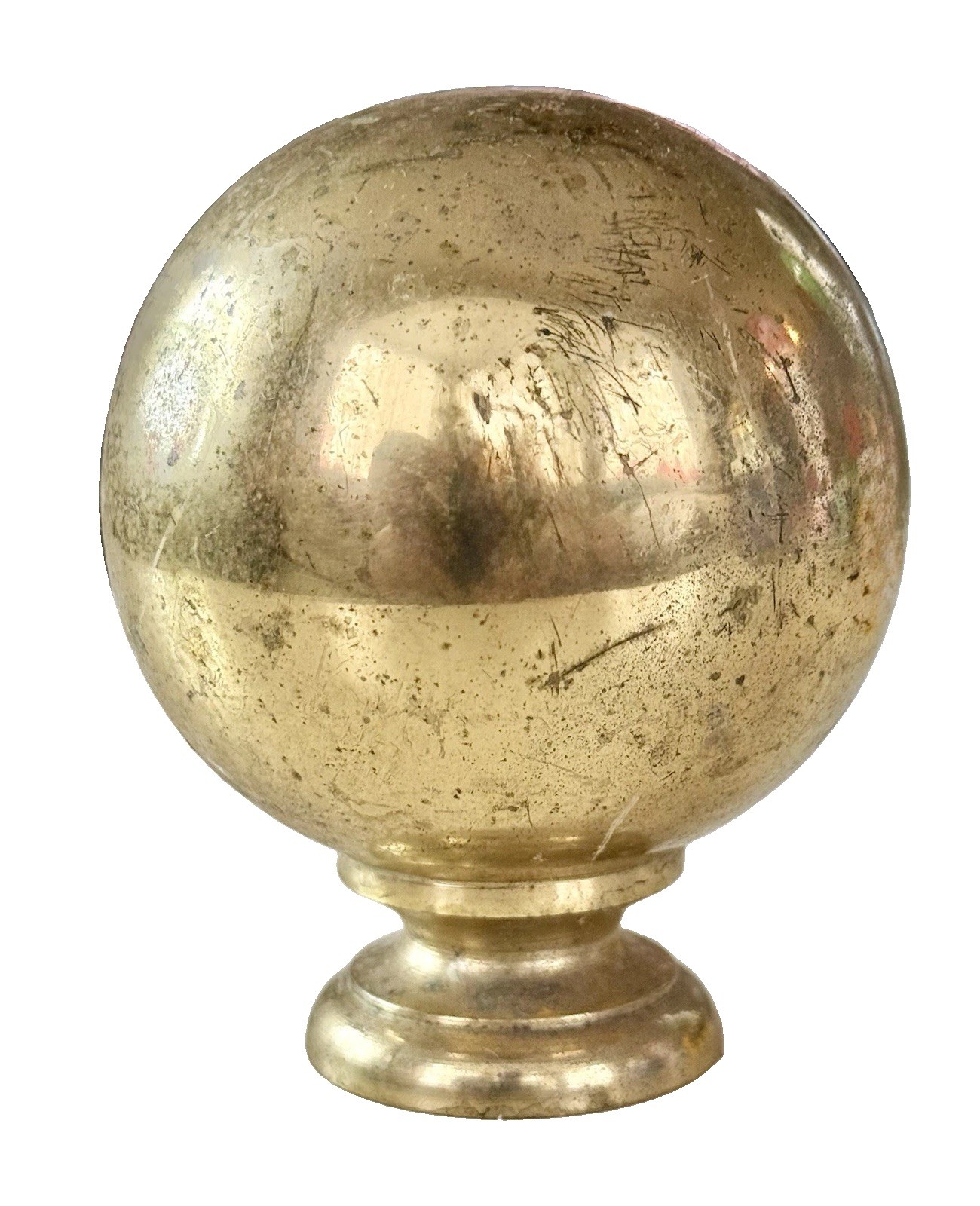 Vintage Hollow Spun Brass Ball Finial 3.5”-Architectural Newel Post/Bed Post Cap