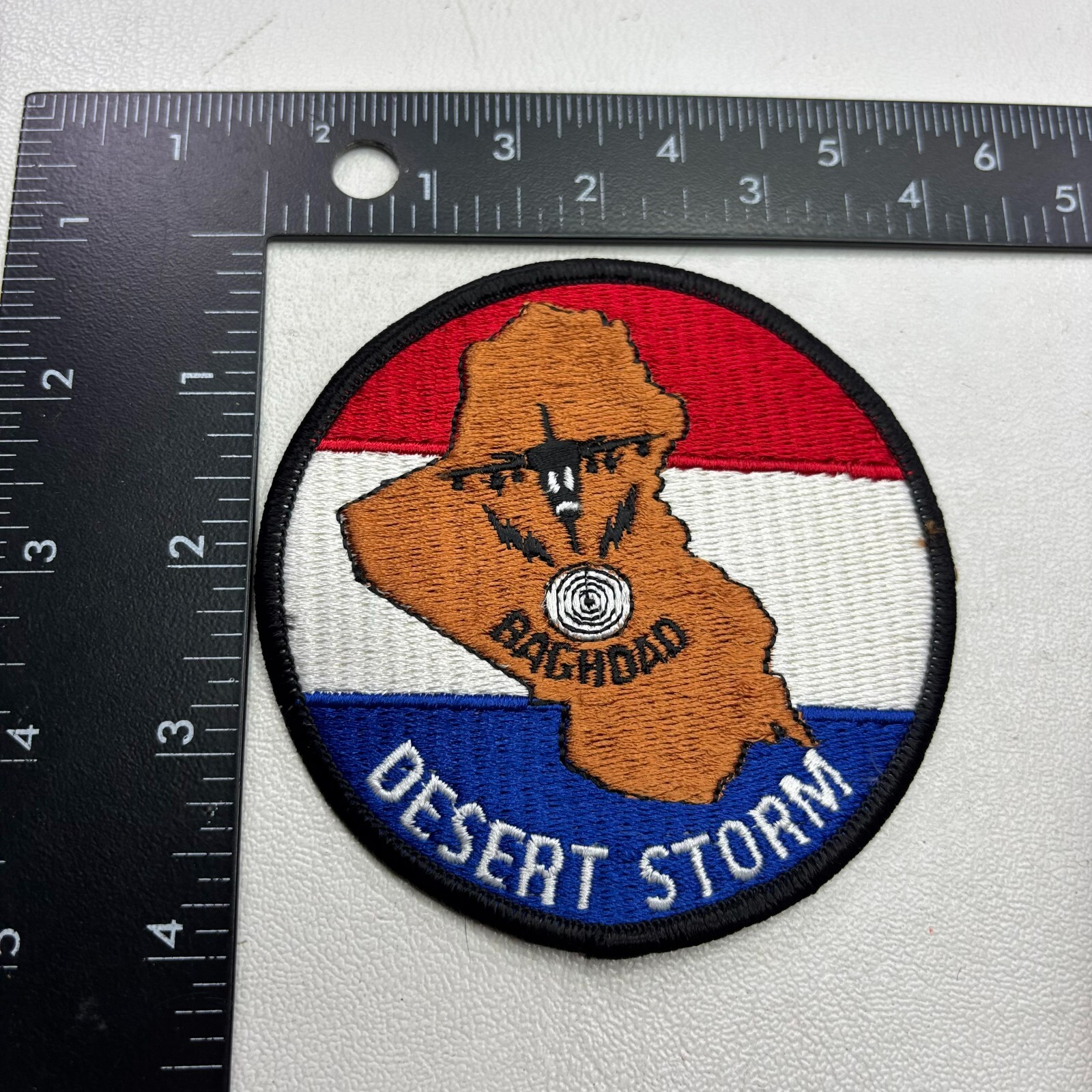 Military Patch AIRPLANE OVER BAGHDAD IRAQ DESERT STORM 53af