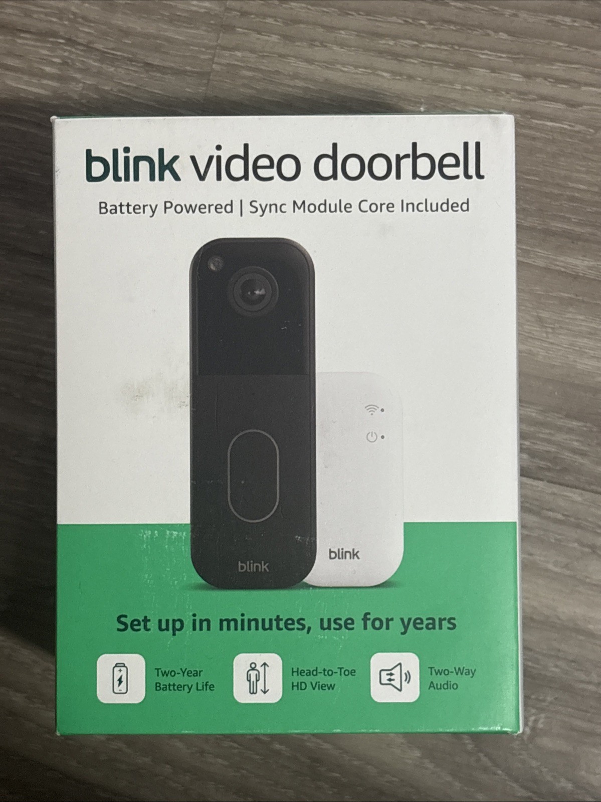 Blink Video Doorbell Battery 2nd Generation w/Sync Module Black - New