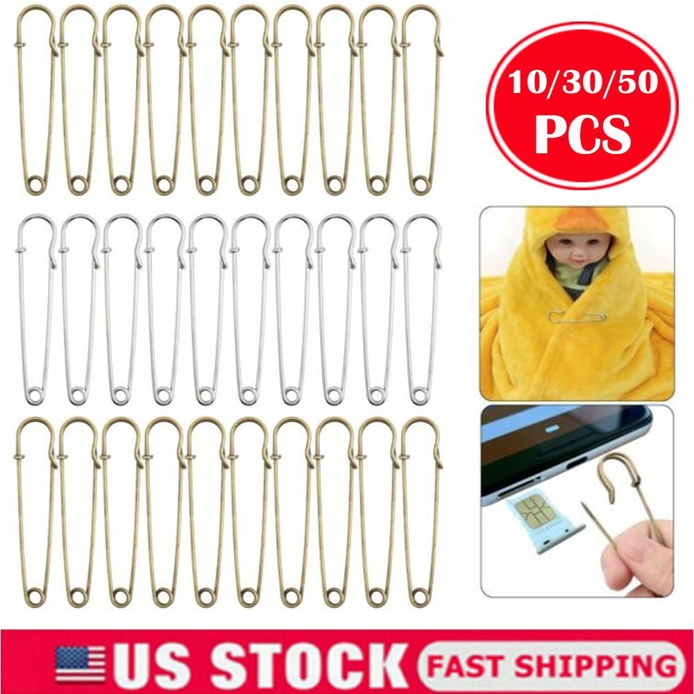 LOT Safety Pins Large Heavy Duty Stainless Steel Sewing Crafting Jewelry Tool