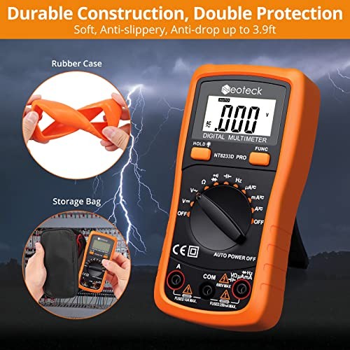 Auto Ranging Digital Multimeter AC/DC Voltage Current Ohm Capacitance Orange