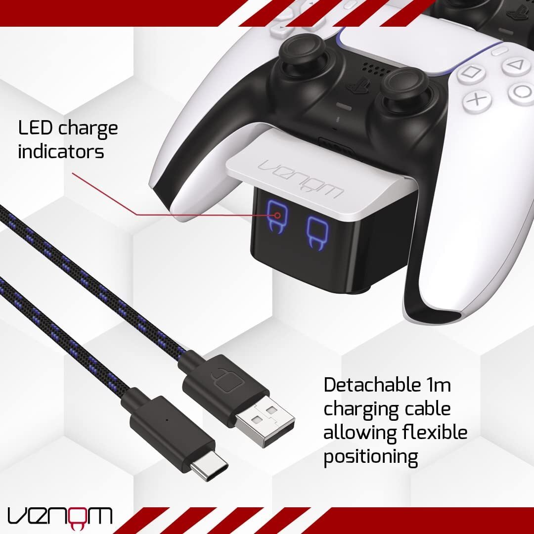 Venom PS5 Controller Twin Docking Station - White