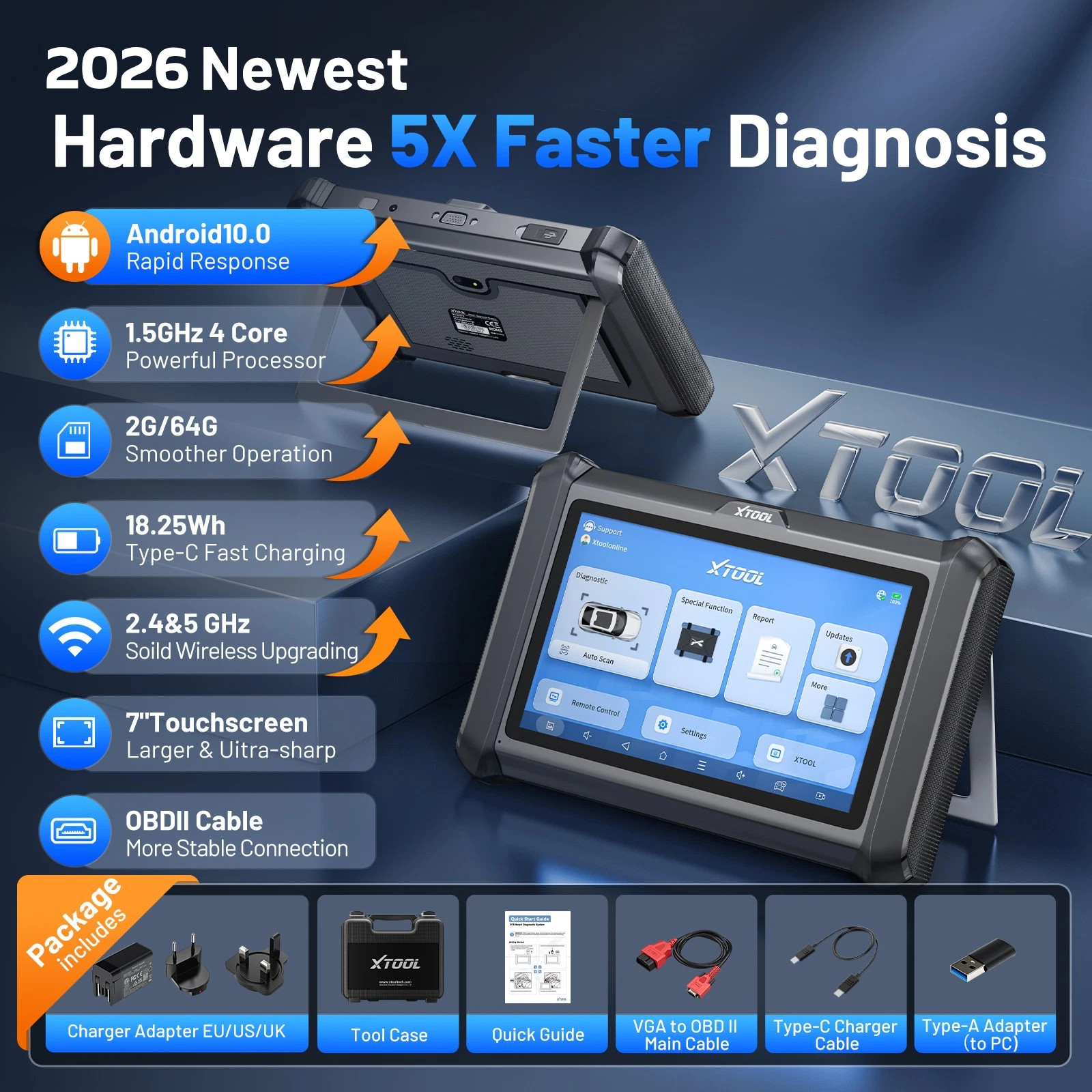 2026 XTOOL D7S V2.0 Auto Diagnostic Tool OBD2 Scanner Bidirectional Full System