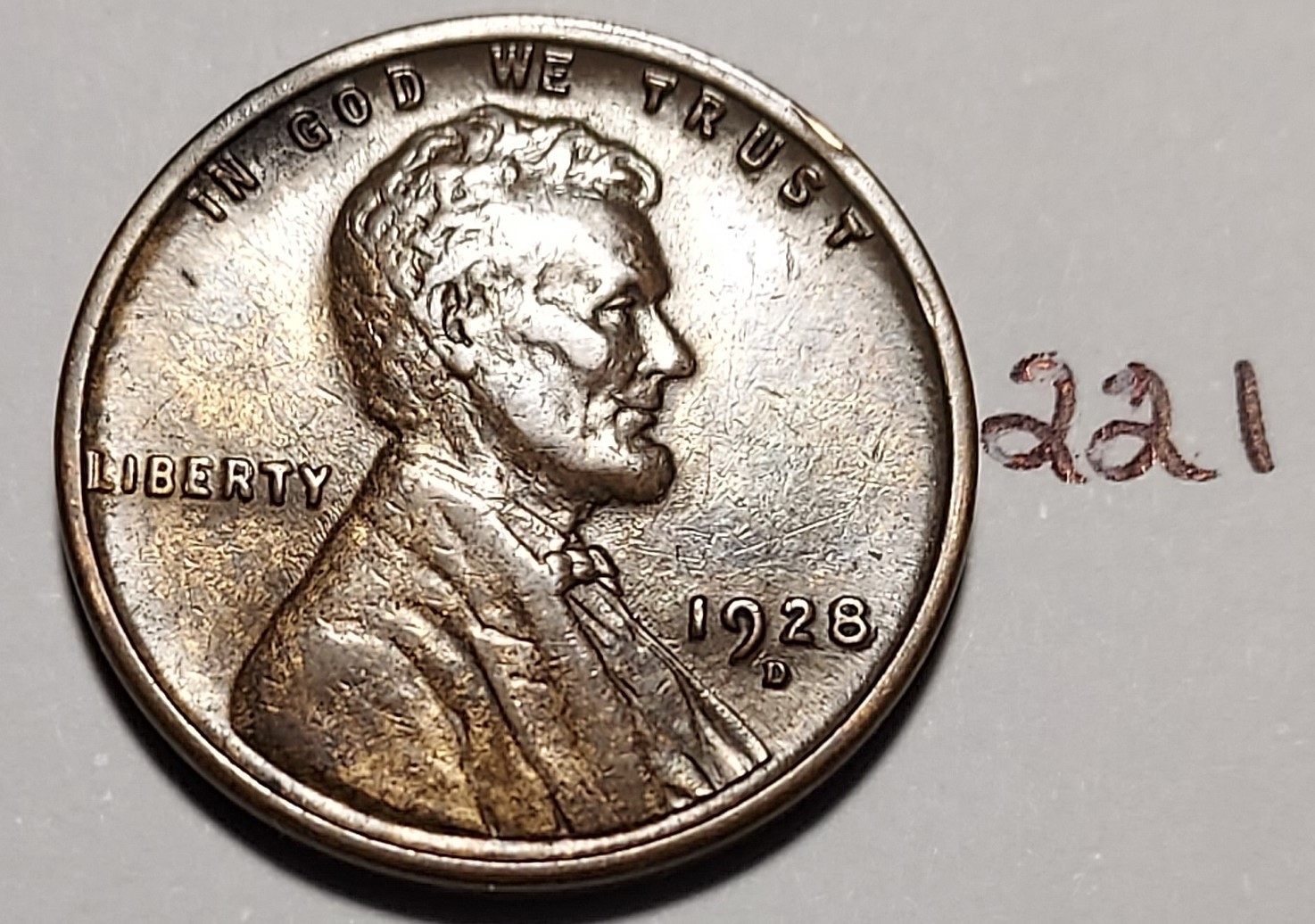 1928-D Lincoln Wheat Cent  Extremely Fine     #221