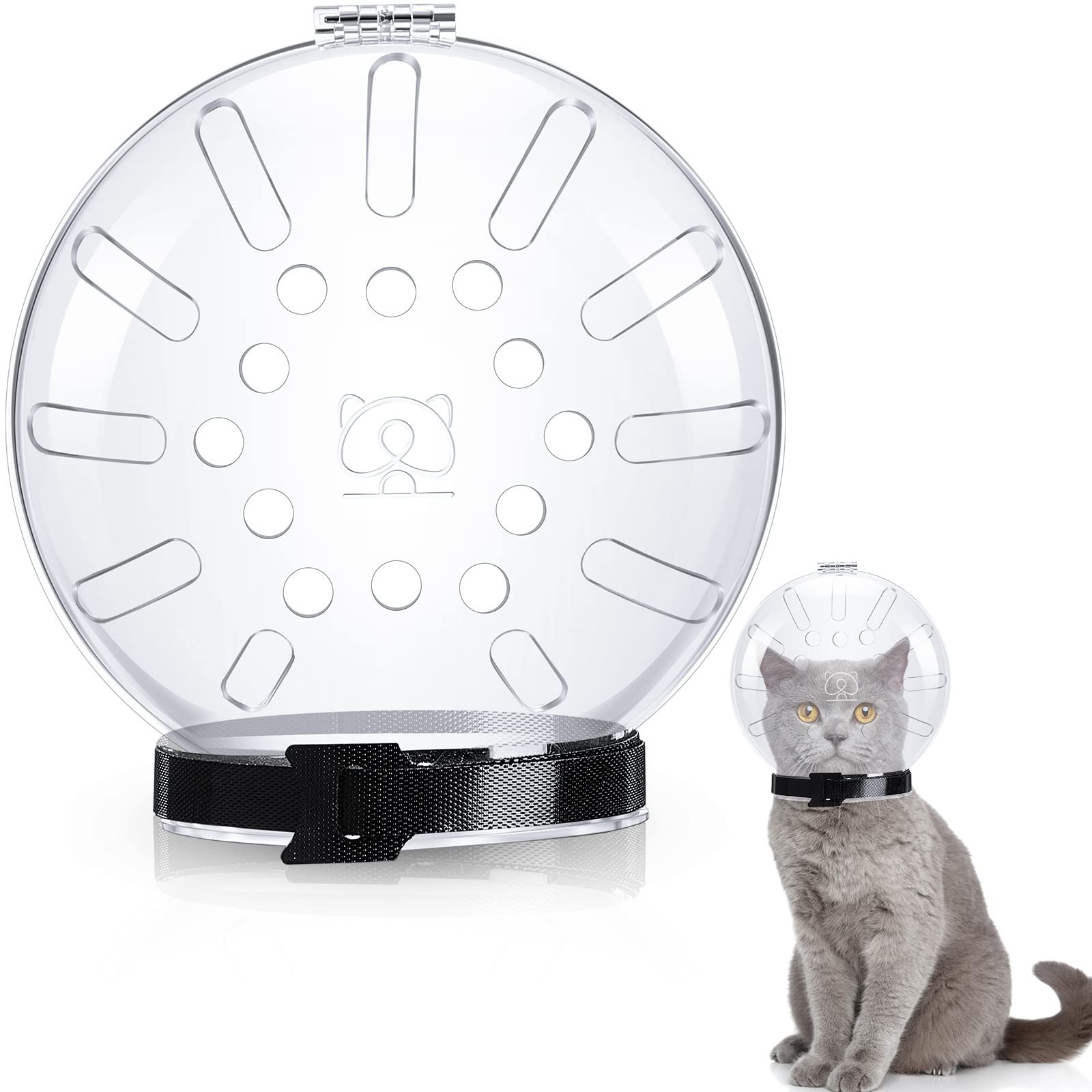 Cat Transparent Muzzle with Breathable Hood, Cat Muzzle for Grooming Adjustab...
