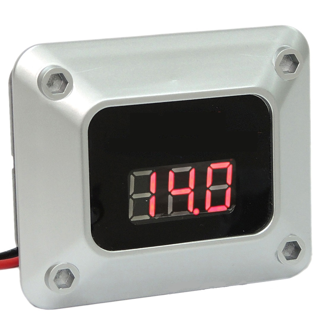 Silver 3 Digit Red LED 12v Rectangle Digital Voltmeter Car Marine RV Audio SUV