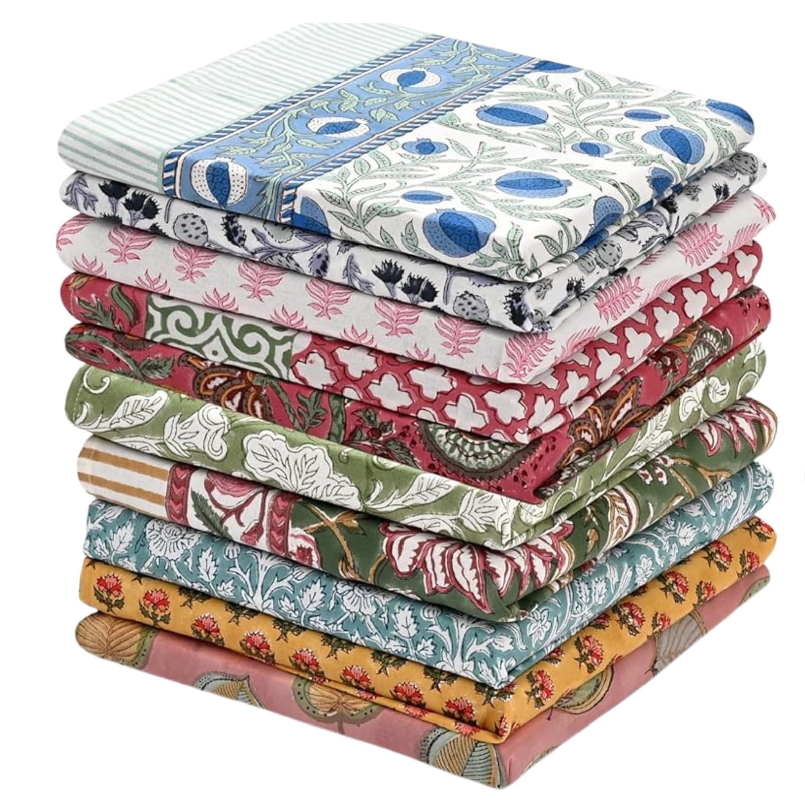 Mix Hand Block Print Cotton Kitchen Towel Set of 6-16 x28 Ultra Absorbent Qui...