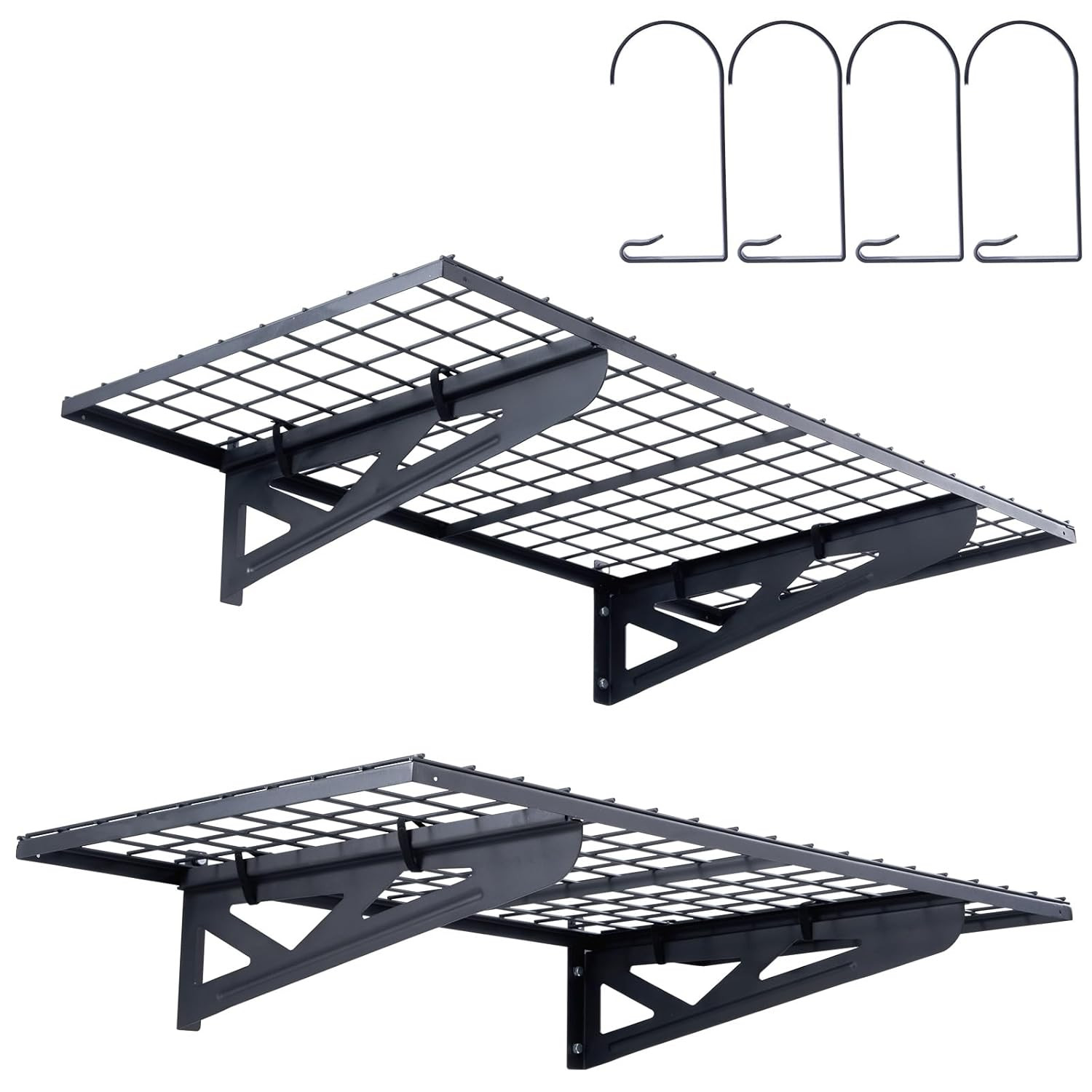 Heavy Duty Wall Mounted Shelves, 2 X 4 Ft, 2 Pack, 502 Lbs Load Capacity, Suitab