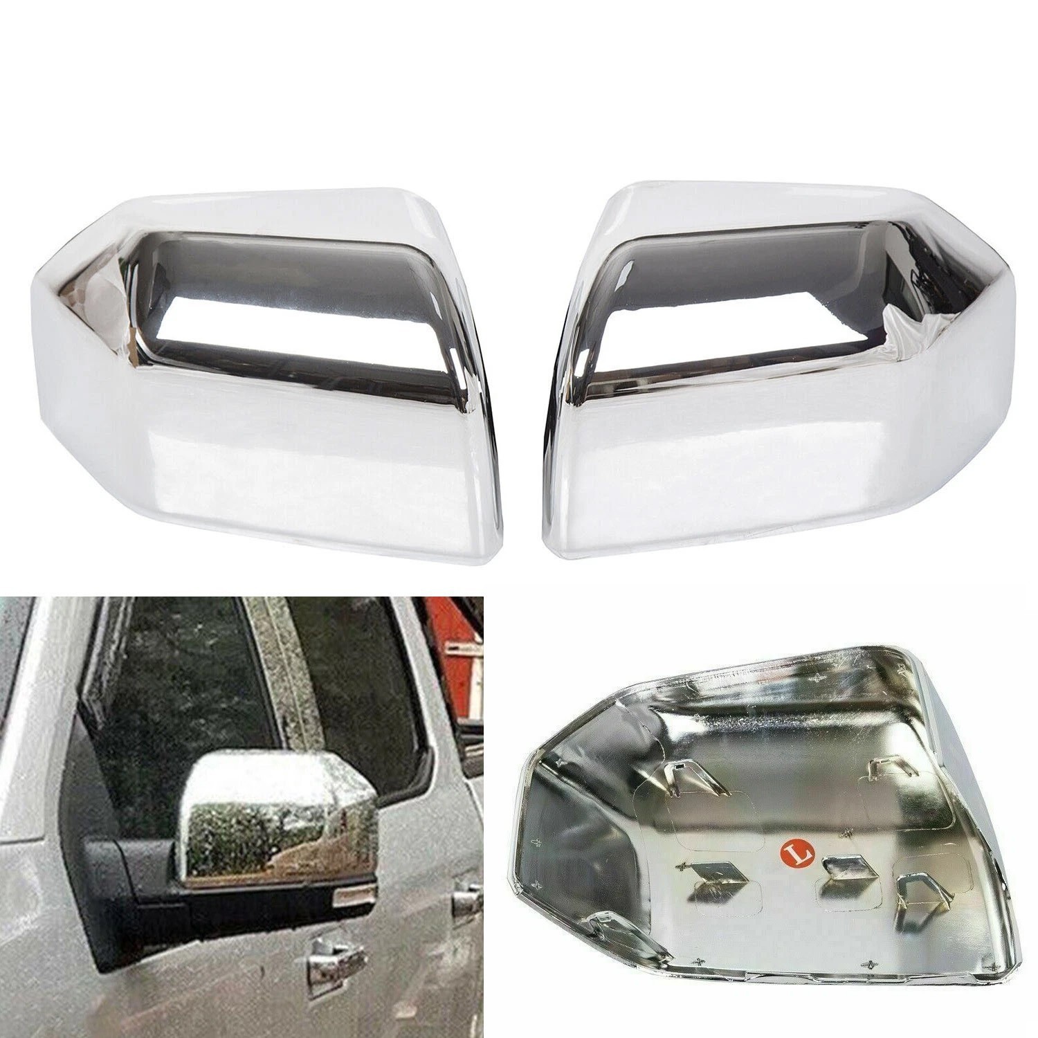 For Ford F150 F-150 2015-2020 Replacement Top Half Chrome Mirror Covers Cap Pair