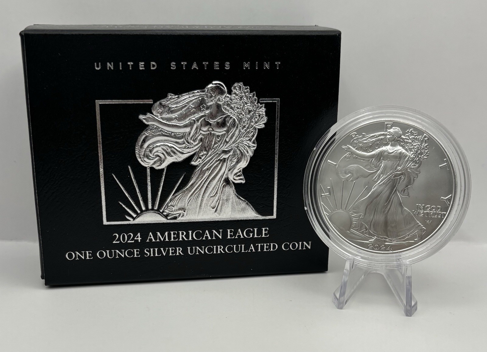 2024-W U.S. Mint  Uncirculated American Silver Eagle, CoA and Original Packaging