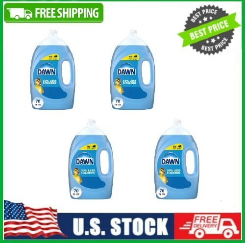4 PACK Dawn Ultra Dish Soap Liquid, Dishwashing Liquid, Grease Removal, 70oz