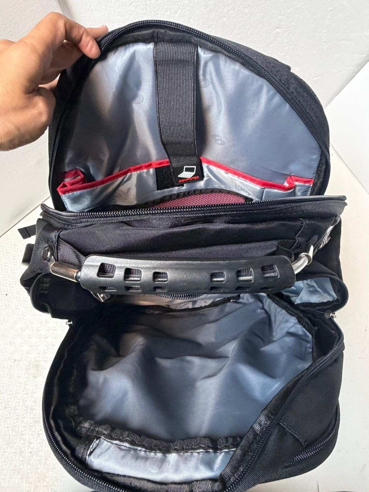 SHRRADOO Black Backpack , Padded Straps, 3 Pockets, USB Heavy Duty