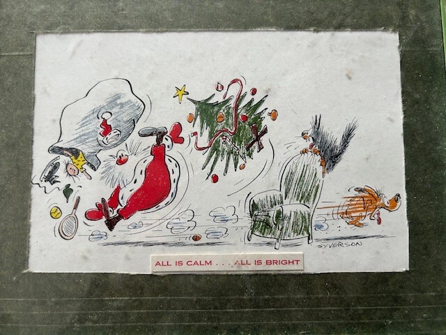 Syverson All is Calm All is Bright original sketch colored includes Santa