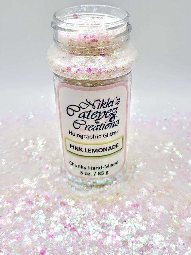 Iridescent Chunky White Glitter - Pink Lemonade 3 oz.
