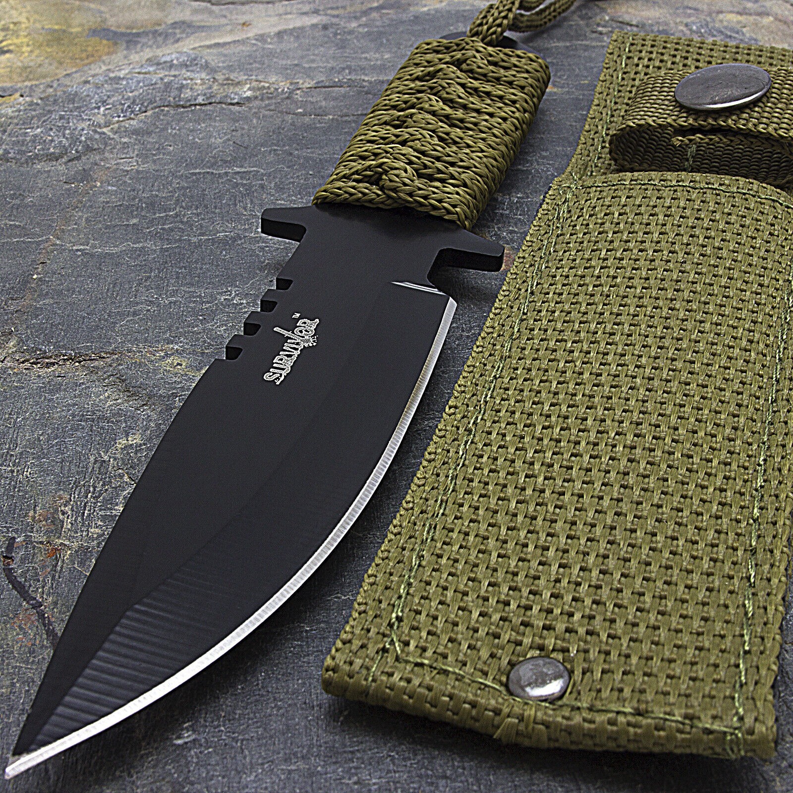 Master Cutlery Survivor 7.5" Knife (HK-7525) Cord Wrapped Full Tang, Free S&H.