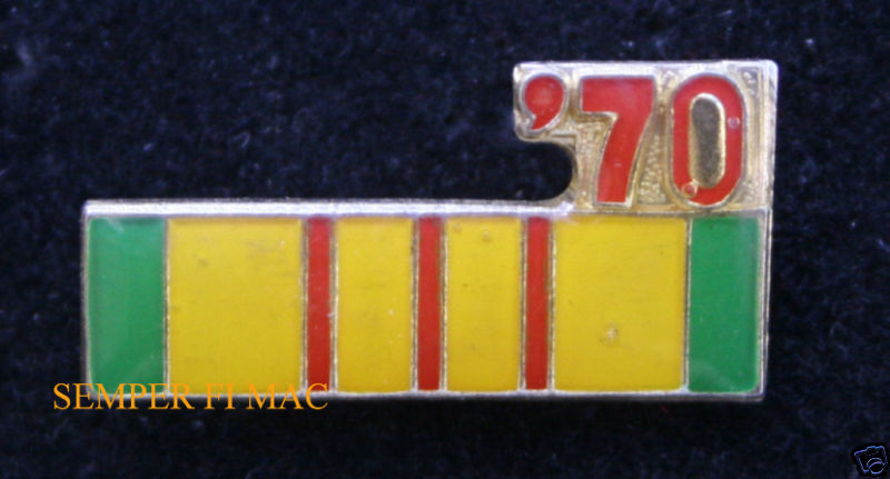 1970 VIETNAM SERVICE MEDAL RIBBON HAT LAPEL PIN US NAVY MARINES ARMY AIR FORCE