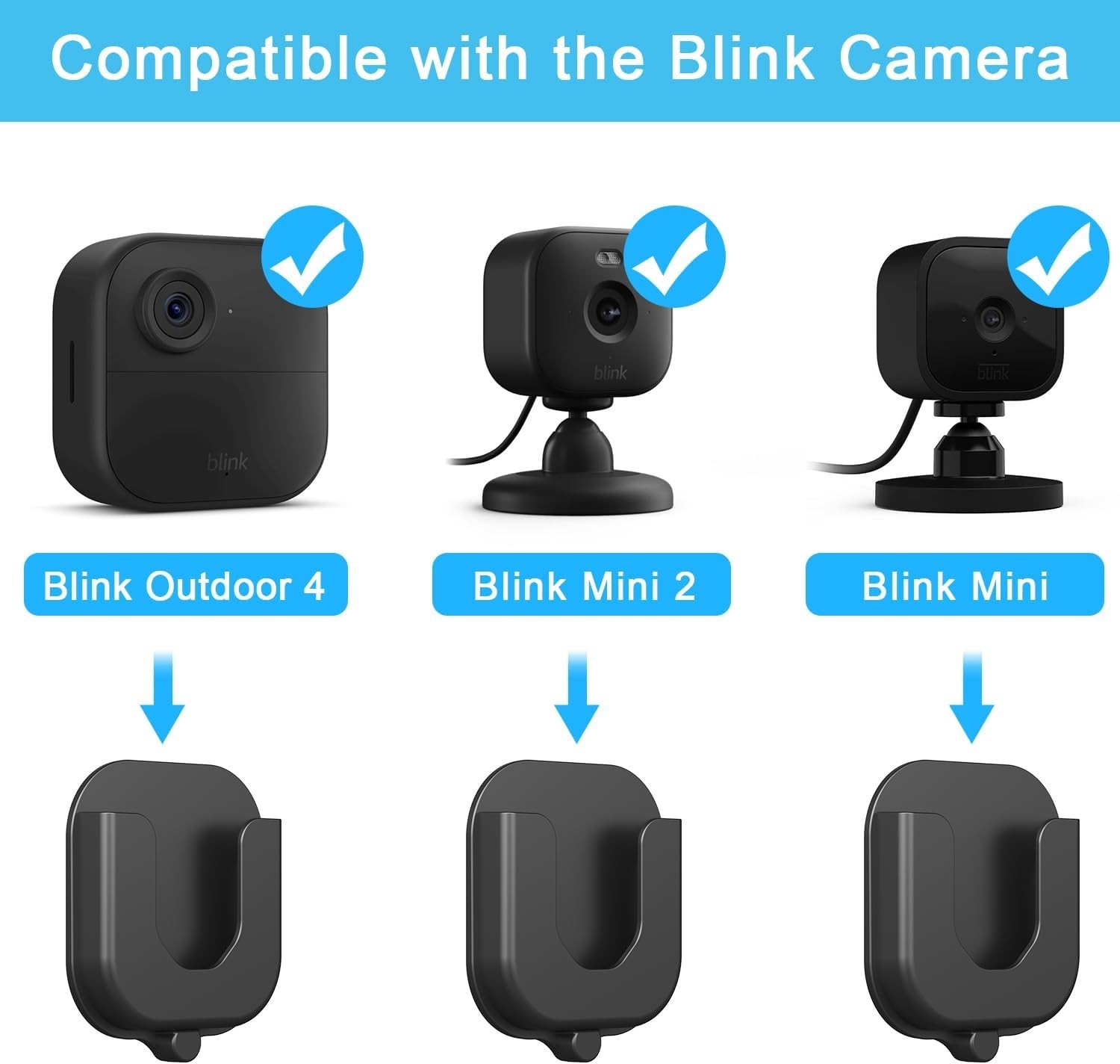 360° Adjustable Adhesive Wall Mount Bracket for Blink Security Cameras - 3-Pack